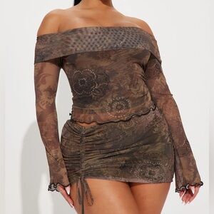 Fashion Nova Earthy Off-Shoulder Set